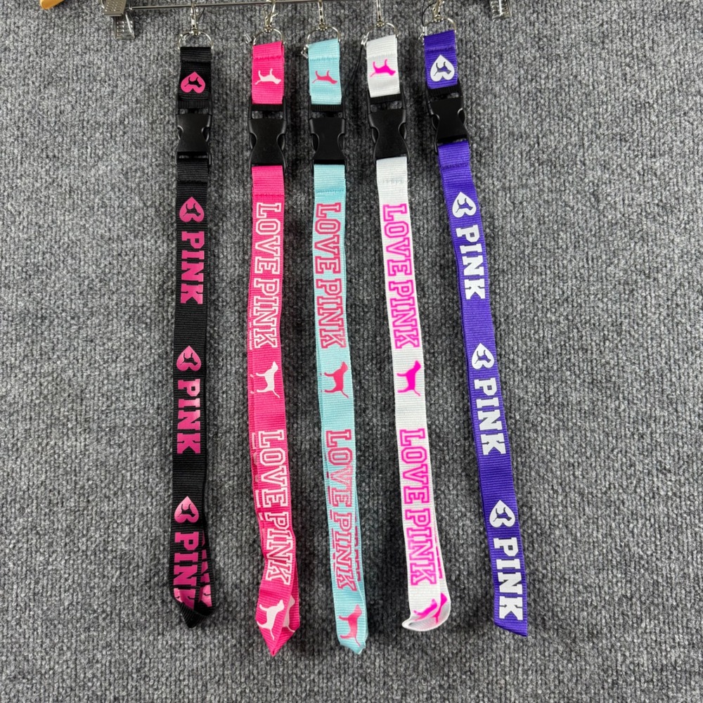 Victorias Secret PINK Lanyard Keychain ID Badge Holder Lot Black Pink Teal Logo